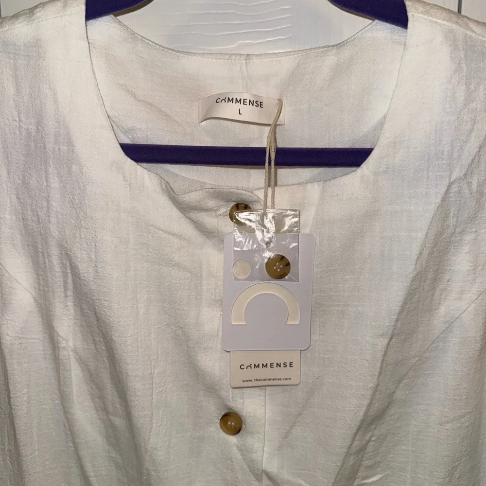 NWT - Commense - Cotton Button-Front Short Dress - Picture 3 of 4